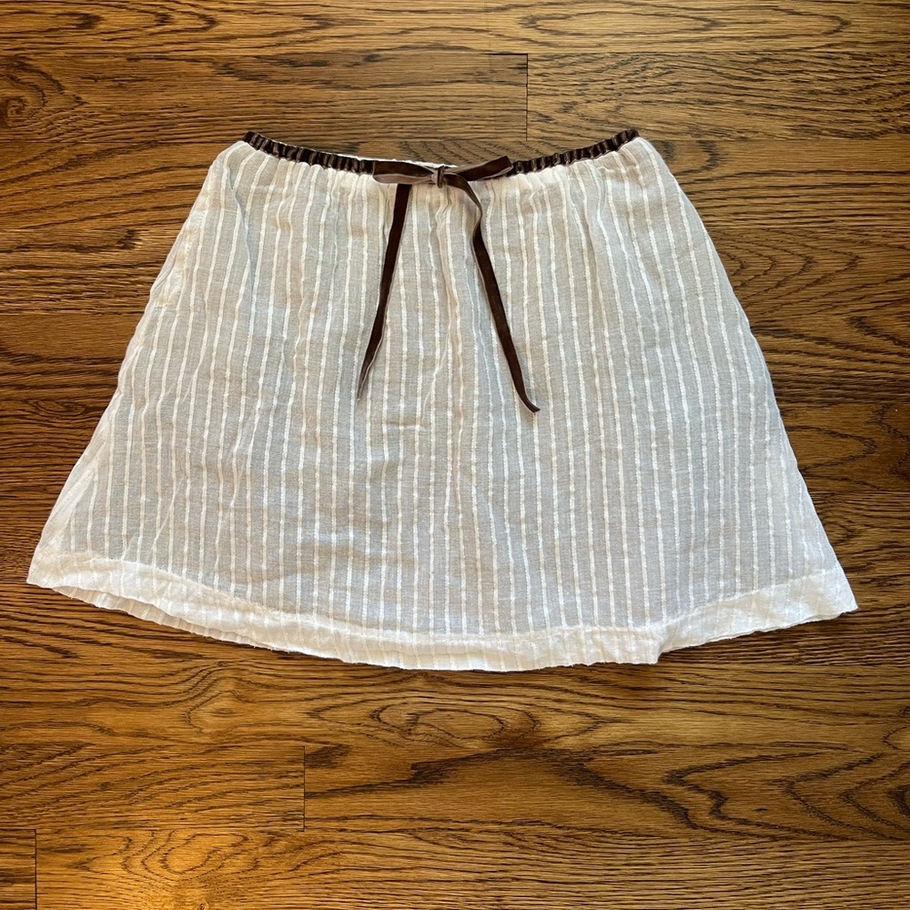 Olive Juice Girls Boho Silver Thread Striped Minimalist Natural Lined Skirt 7